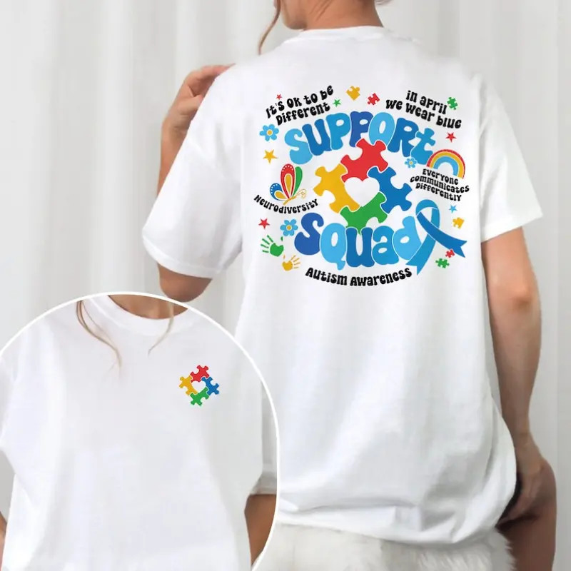 Autism T-shirt, Autism Awareness T-shirt, Family Autism Support Squad gallery