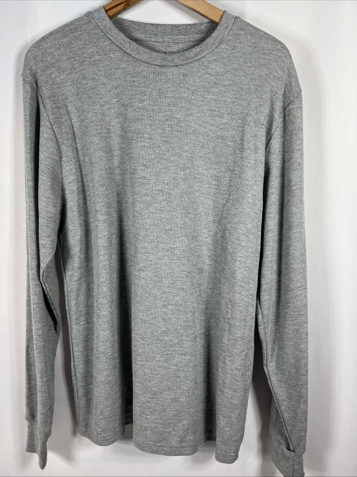 NWT Linea Uomo Gray Waffle Knit Thermal Crew Neck Size XL gallery