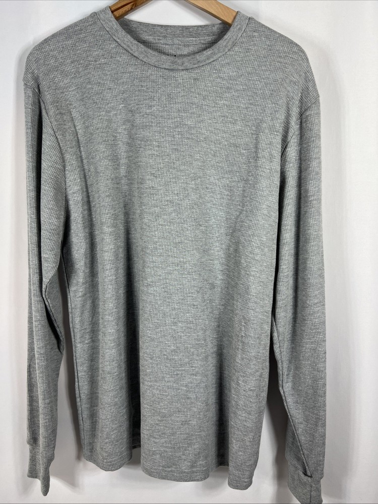 NWT Linea Uomo Gray Waffle Knit Thermal Crew Neck Size XL