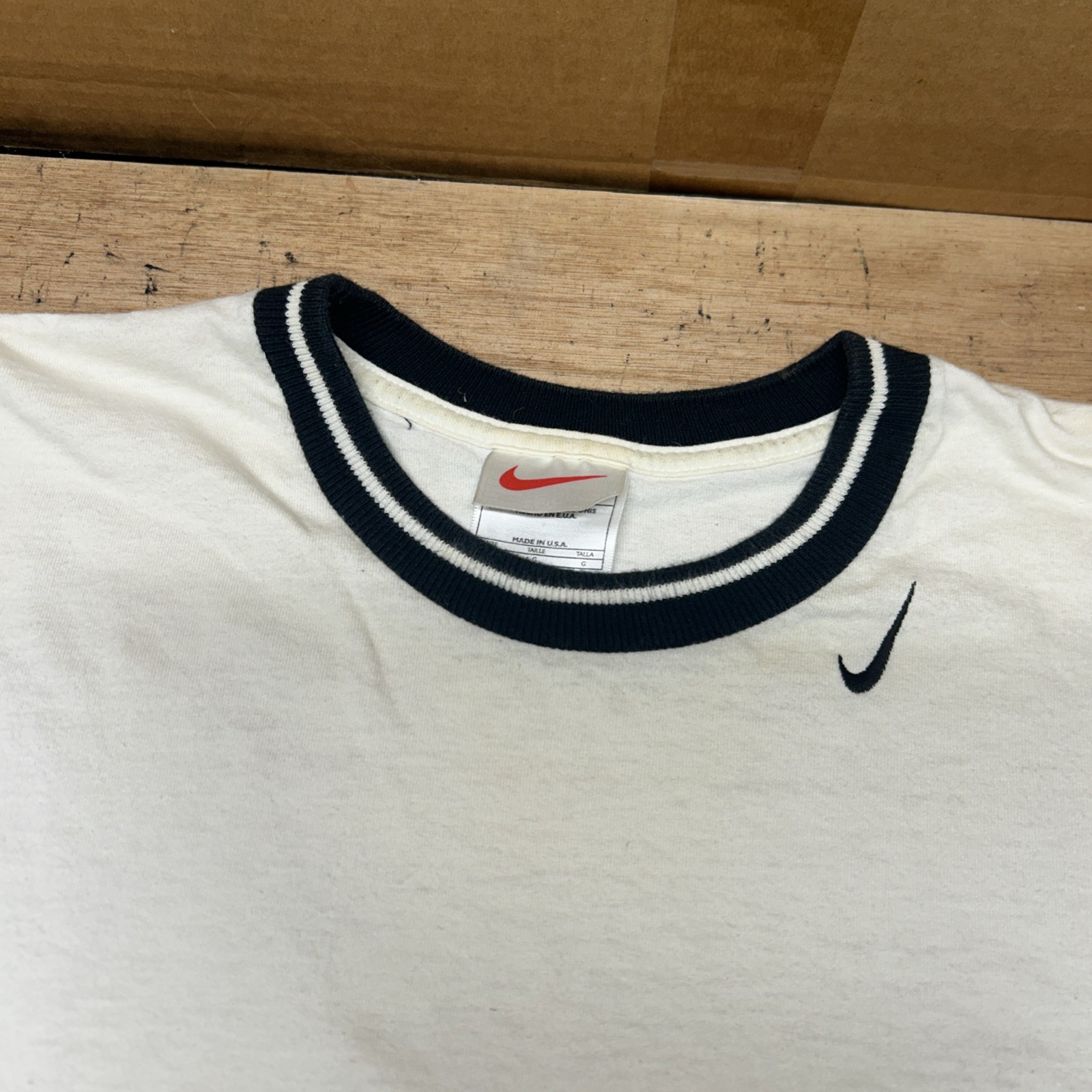 Vintage 90s Nike Single Stitch Central Swoosh Ringer T-Shirt - Made in USA Large gallery