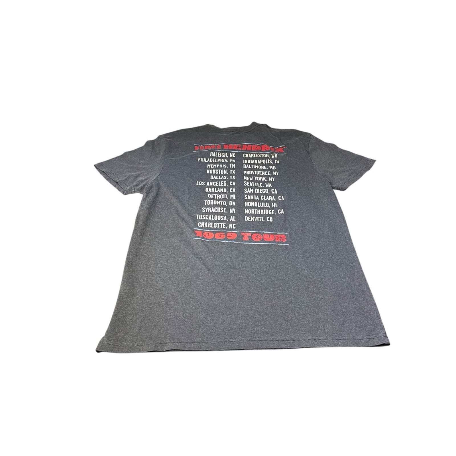 Jimi Hendrix Shirt Mens Large 1969 Tour Graphic Tee Charcoal Gray Authentic NEW gallery