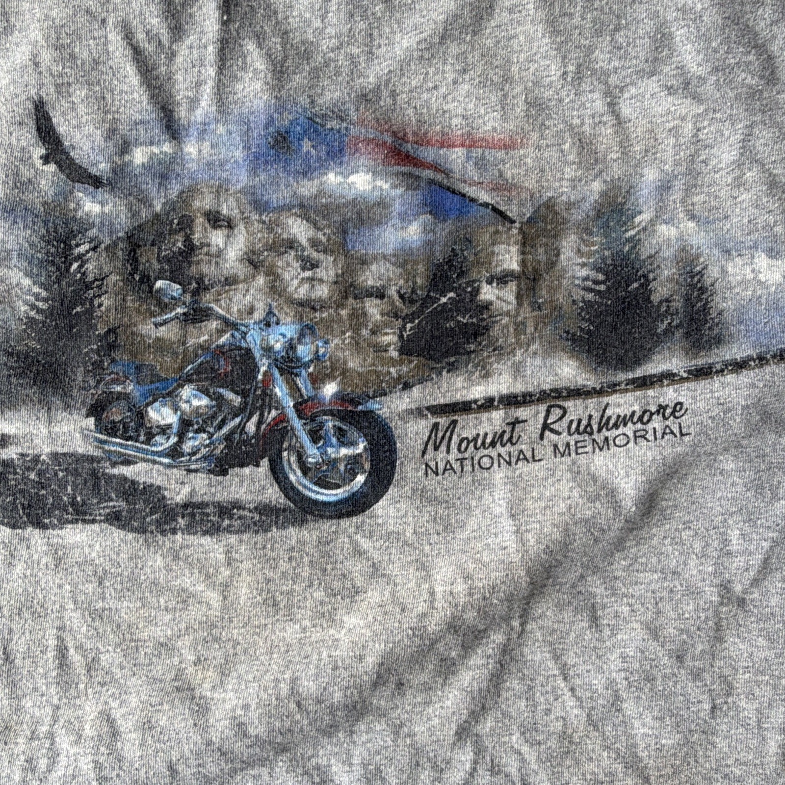 Sturgis Rally 2003 Eagle Mt Rushmore Gray Graphic Tee 2XL Stained Collar gallery