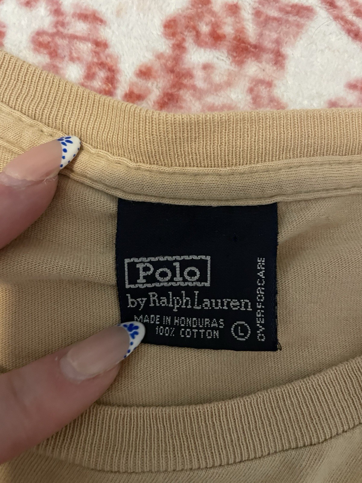 Polo Ralph Lauren Men’s Beige Long Sleeve Crew Neck Pocket Tee L Cotton gallery
