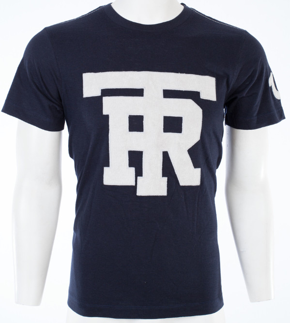 $79 TRUE RELIGION Navy UNIVERSITY OF TR Short Sleeve Applique Graphic T-shirt gallery