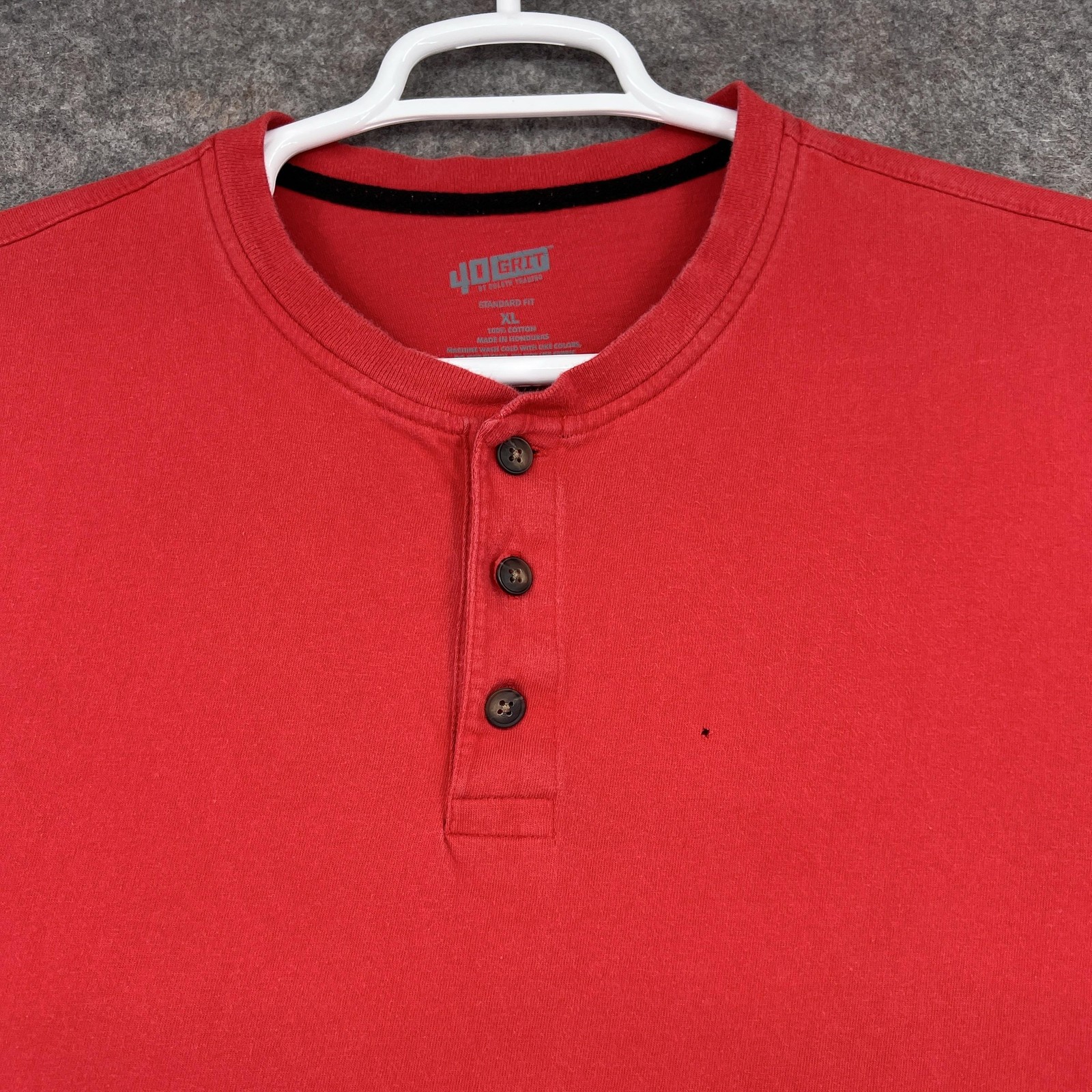 Duluth Trading 40 Grit Shirt Mens XL Red Henley Short Sleeve Cotton Standard Fit gallery