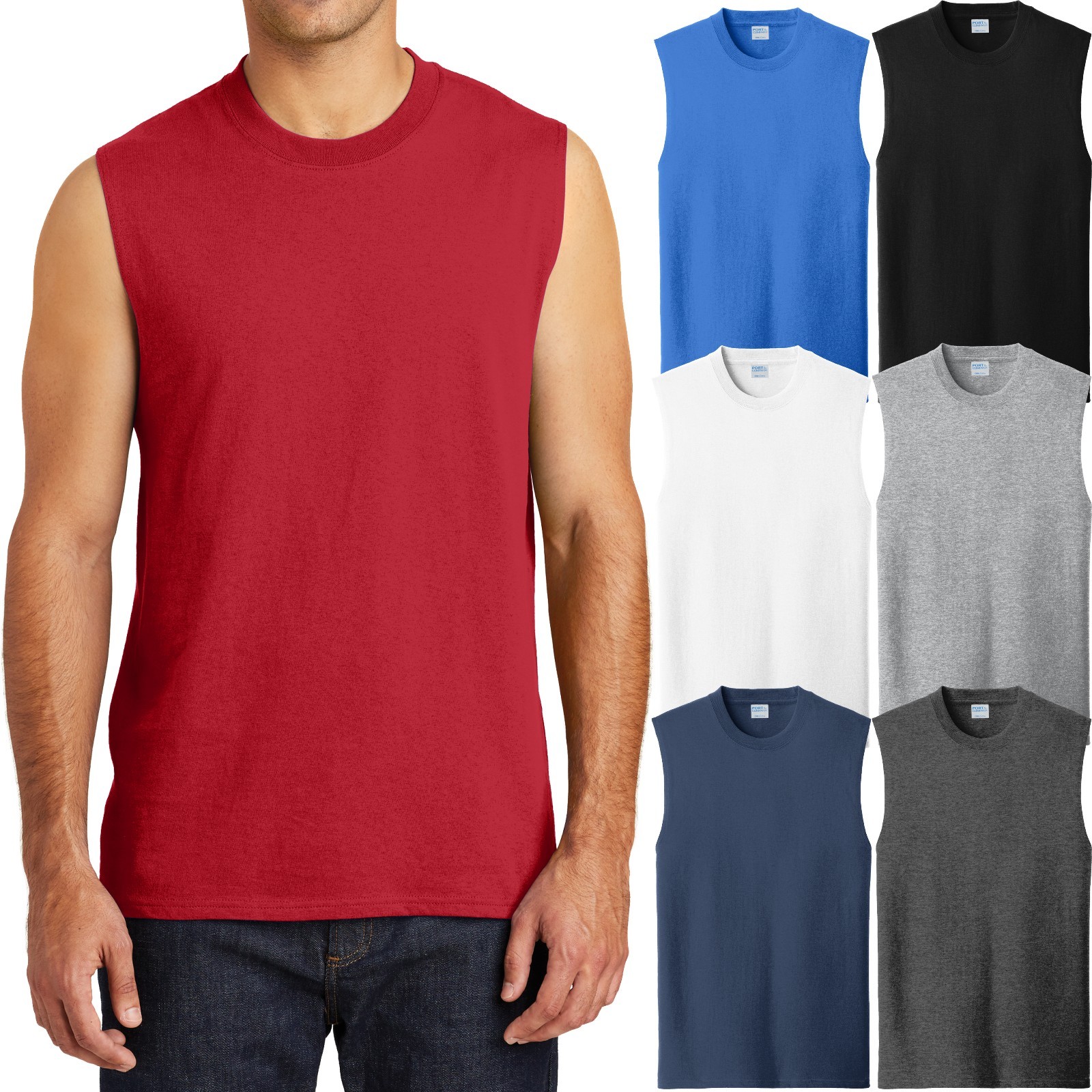 BIG MENS Sleeveless Muscle T-Shirt Cotton Gym Run Basketball 2XL, 3XL, 4XL NEW gallery