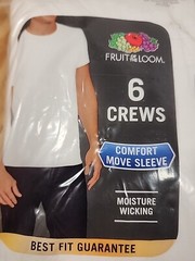 Mens White CREW Small T-Shirts moisture wick 100% Cotton 6 count