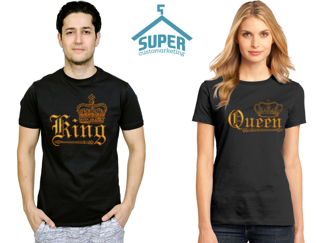 WILD King Queen GOLD Couple Shirts Matching Tees Love Matching T Shirts Couples gallery