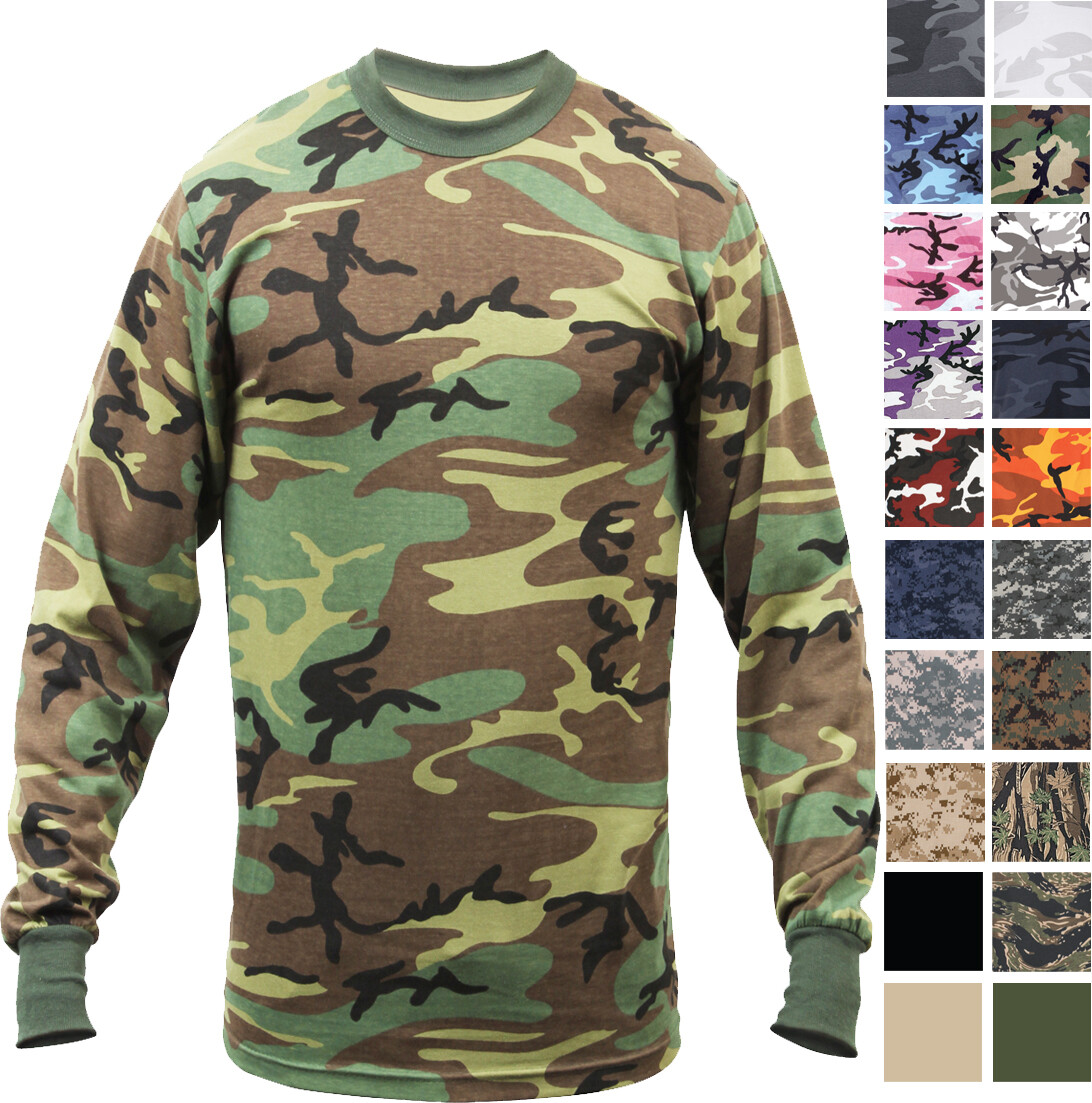 Rothco Long Sleeve T-Shirt Tactical Camo Military Crew Tee Undershirt Army Shirt gallery