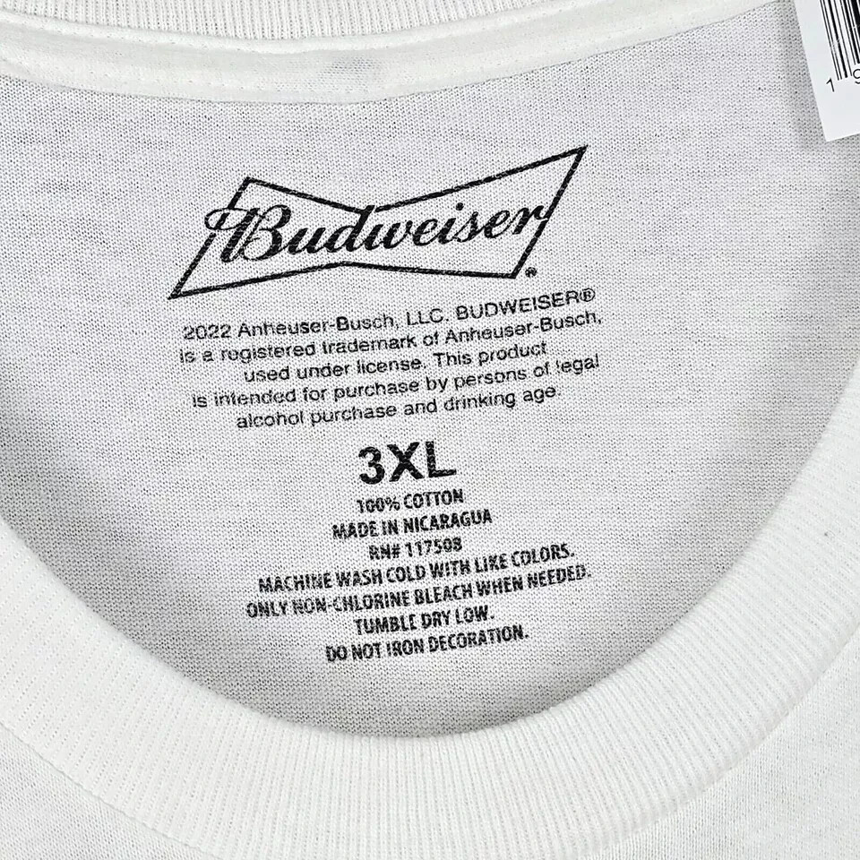 Budweiser Beer Shirt Mens 3XL XXXL WHITE Biker Motorcycle Brew Dive Bar NWT D gallery