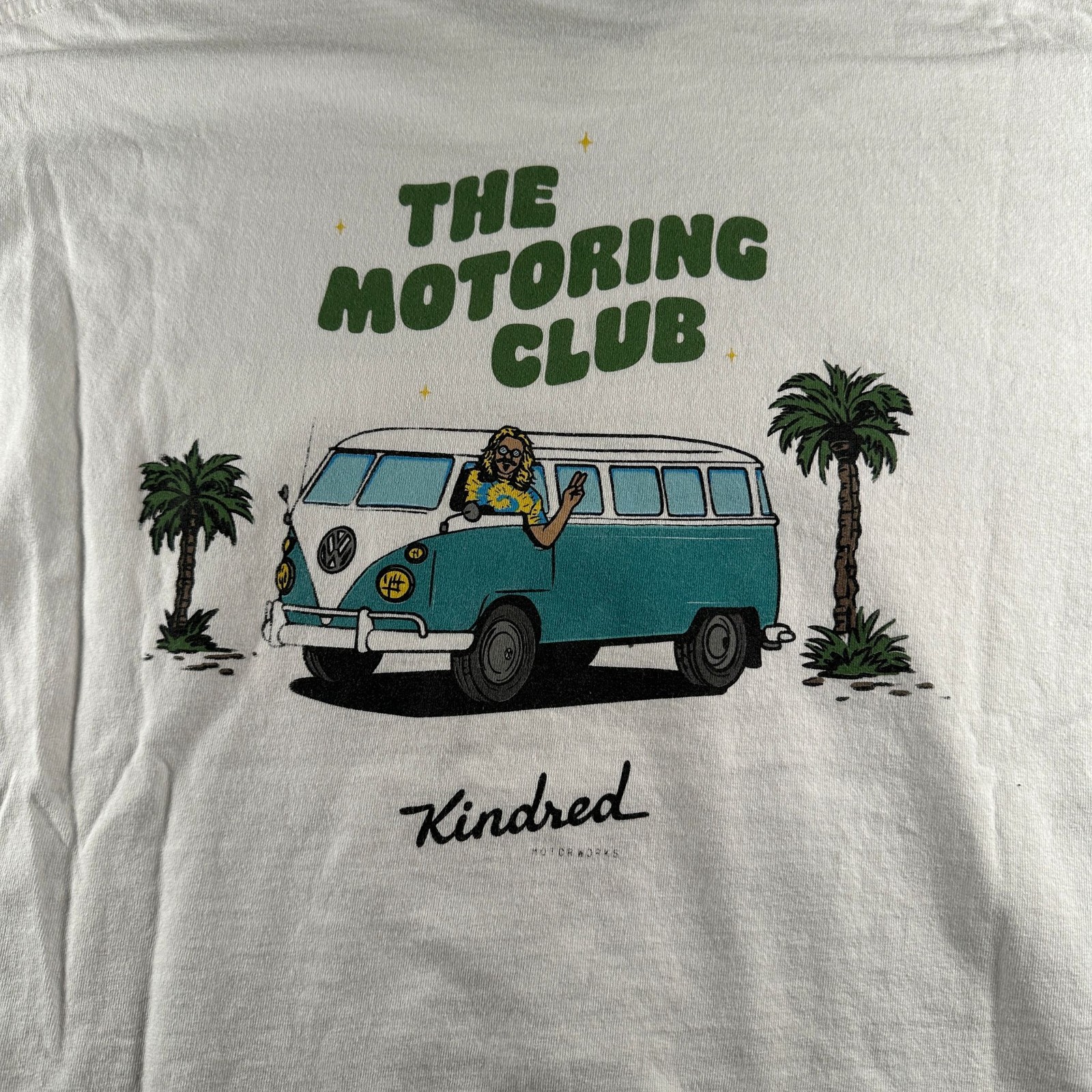 The Motoring Club Shirt Mens L Pocket VW Bus Graphic Back Print White Kindred gallery