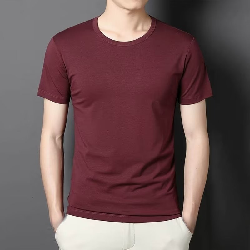 Universal Men's Polyester Fiber Plain Crew Neck Tee Short Sleeves T-Shirt M-5XL gallery