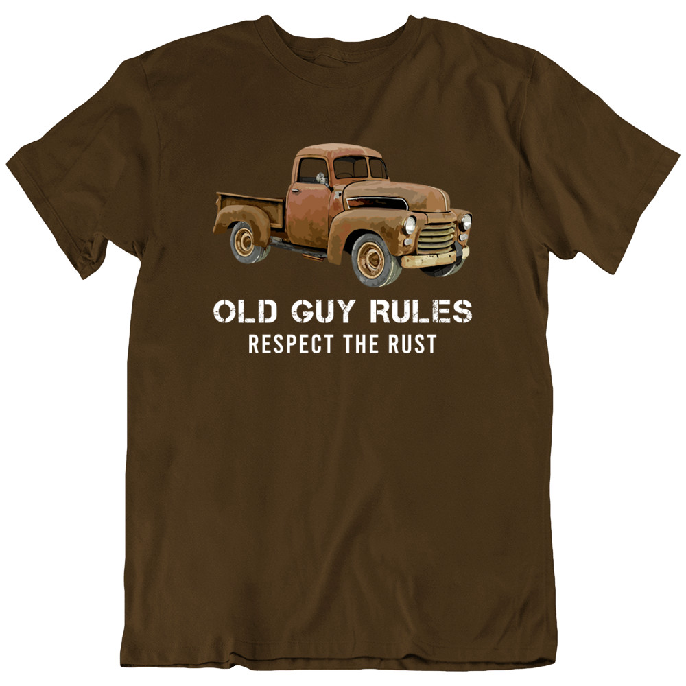 Old Guy Rules Respect The Rust Classic Car Truck Vintage Retro T-Shirt Tee Gift gallery