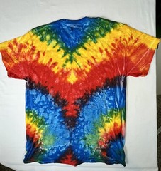 Tie Dye T Shirt Tee Multi-Color 100% Cotton Colortone Adult Large Rainbow V