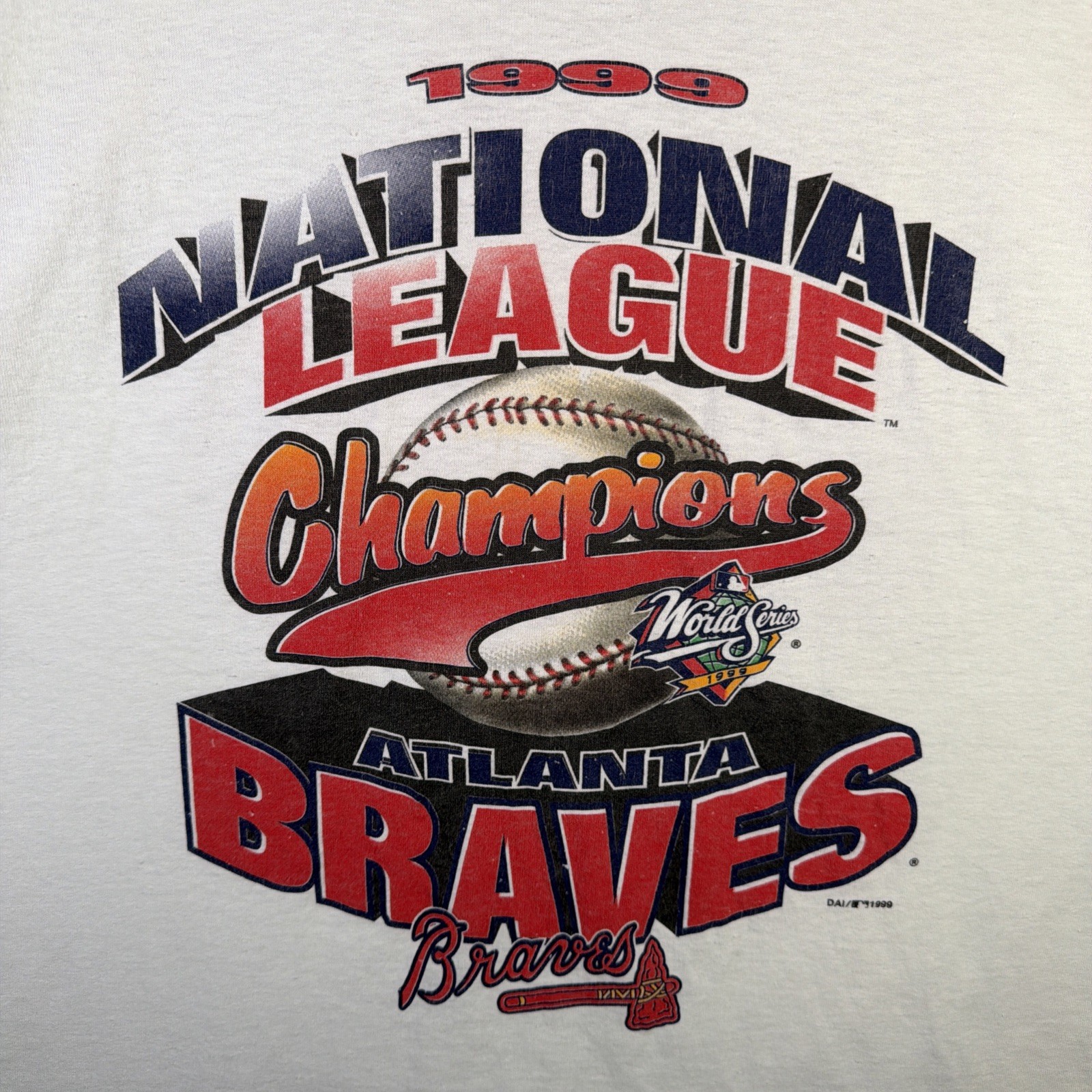 Vintage Atlanta Braves Shirt Mens Large White 90s USA Baseball World Series 1999 gallery