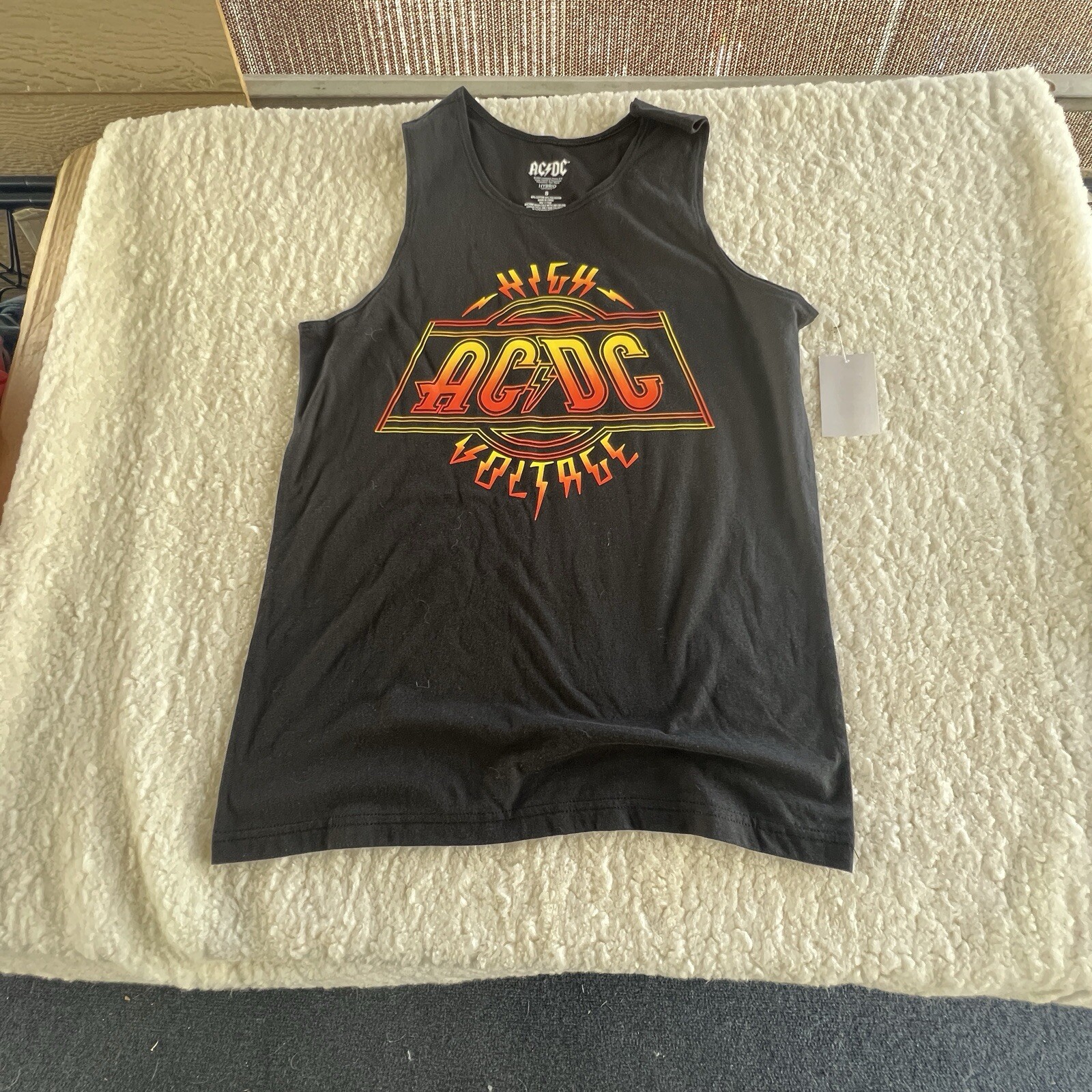 AC/DC Tank Top Shirt Stretch New Black High Voltage Mens Size Small Workout gallery