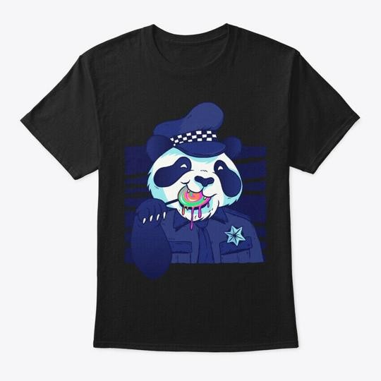 Policeman Panda With Lollipop Cool Gift T-Shirt Made in the USA Size S to 5XL