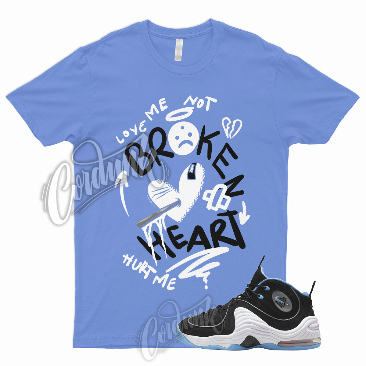 BROKEN Shirt for Air Penny 2 Black University Blue UNC Ice Blue Carolina Powder