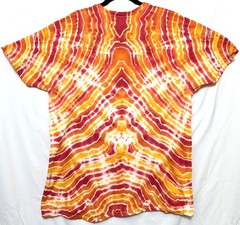 Handmade Tie Dye Mirrored Lines Red Orange XL Shirt 22″W X 30″ L