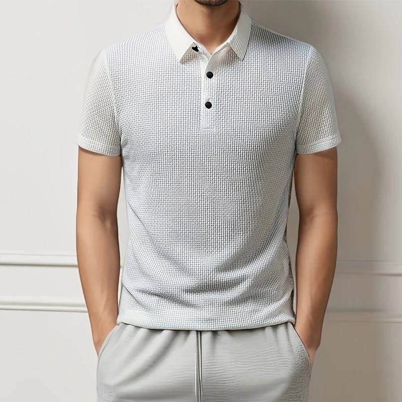 New Summer Mesh Ice Silk Short-sleeved T-shirt Men's Ice Silk Short Sleeve Shirt gallery