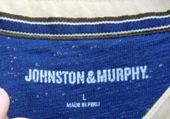 Johnston & Murphy Shirt Mens Large Navy Henley Long Sleeve Contrast Trim