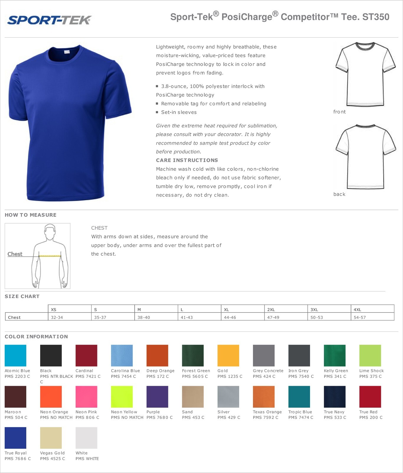 Sport Tek Men's Dri-Fit PosiCharge Workout S-4XL T-Shirt M-ST350 gallery