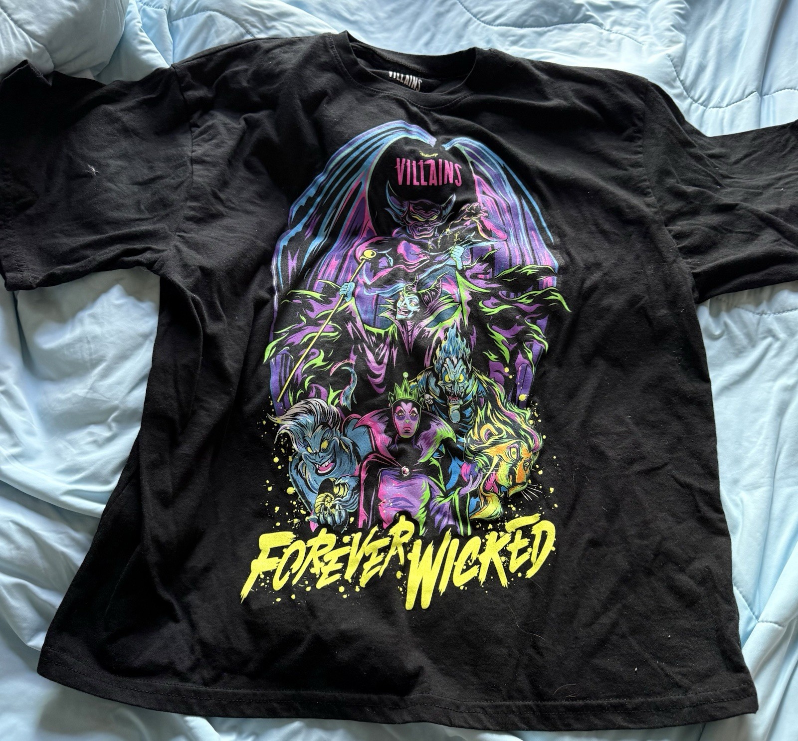 Disney Villains Forever Wicked T-Shirt Men’s Small Neon Graphic Maleficent Tee gallery