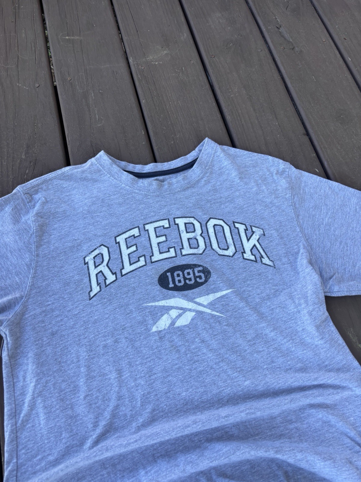 Vintage Reebok 1895 Heritage Logo T-Shirt Sportswear Grey Mens Small Y2K Retro gallery