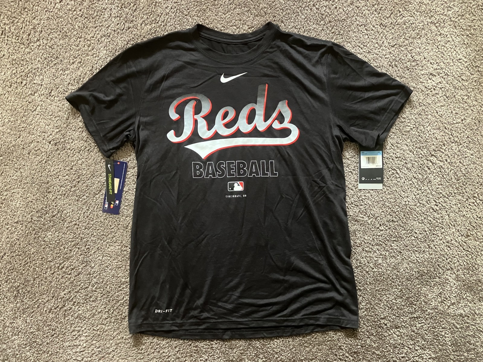 Cincinnati Reds Nike Black Dri-Fit MLB Baseball Shirt - Size Men's Medium gallery