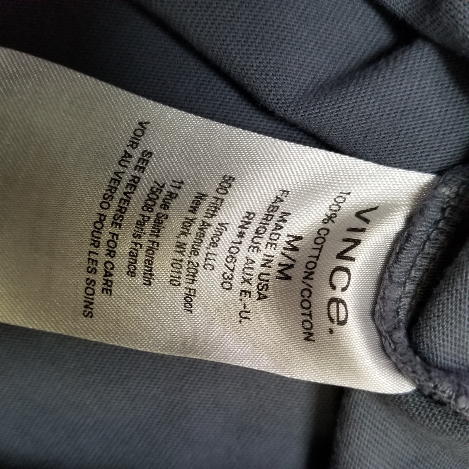 Vince Men's Crew Neck Solid Short Sleeve Tee Size Medium Gray USA Made Classic gallery