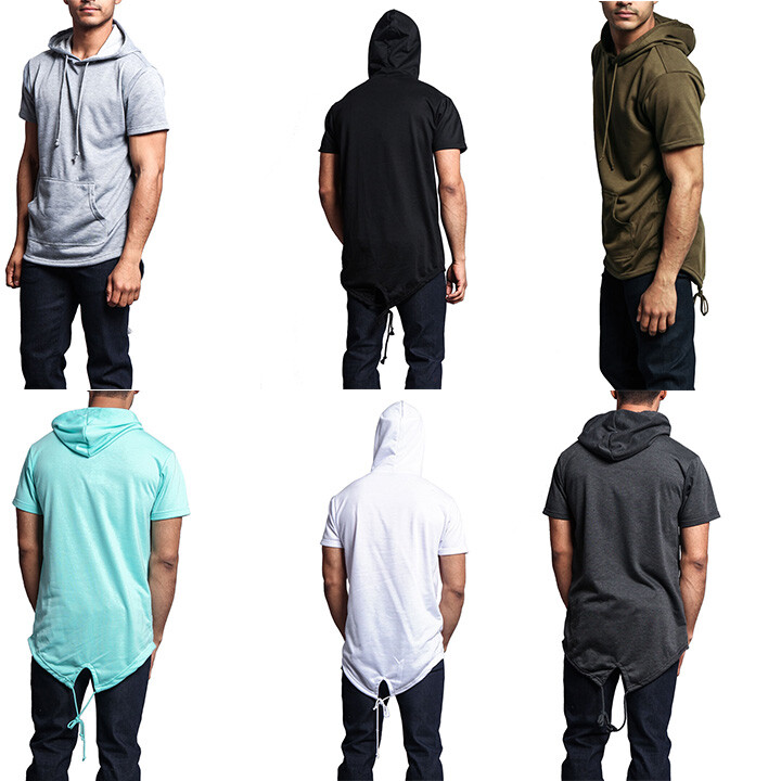 Victorious Men's Long Length Short Sleeve Fishtail Pullover Hoodie Sweater TS600 gallery