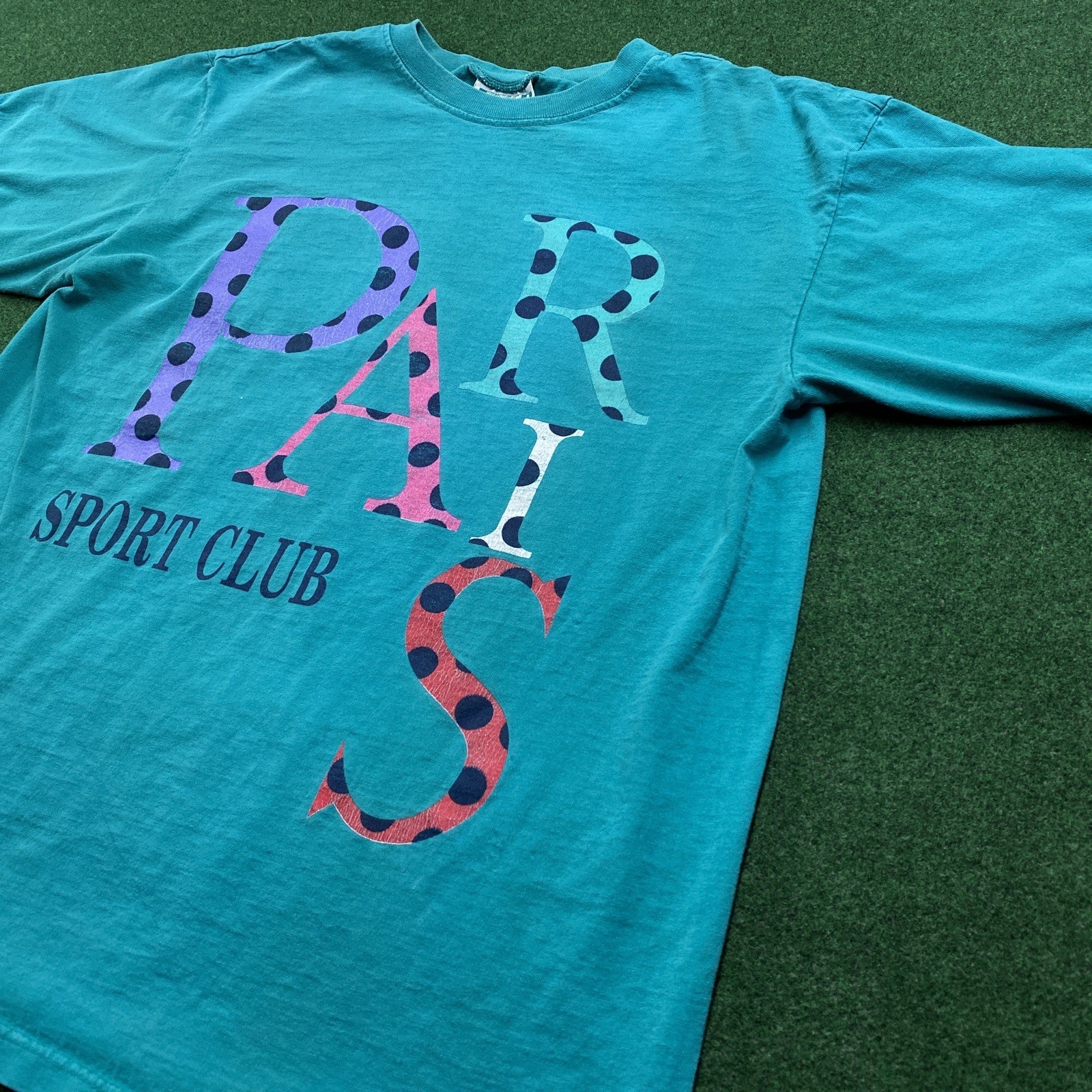 Vintage Paris Sports Club Shirt Mens Large Blue 80S 90S Polka Dot Logo Tee gallery