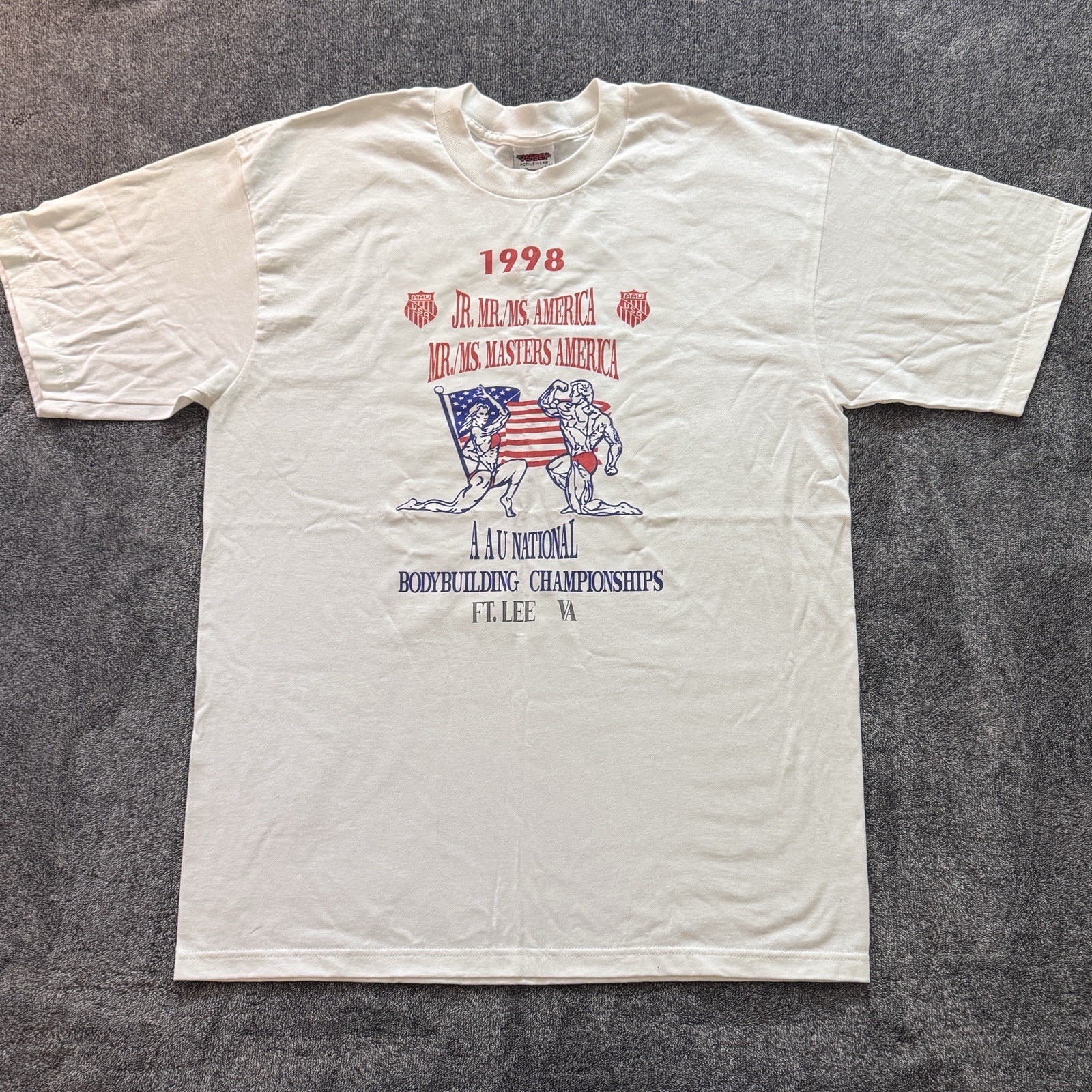 Vintage 90s Mr & Ms America T Shirt Mens XL Bodybuilding USA AAU 1998 Ft Lee VA gallery