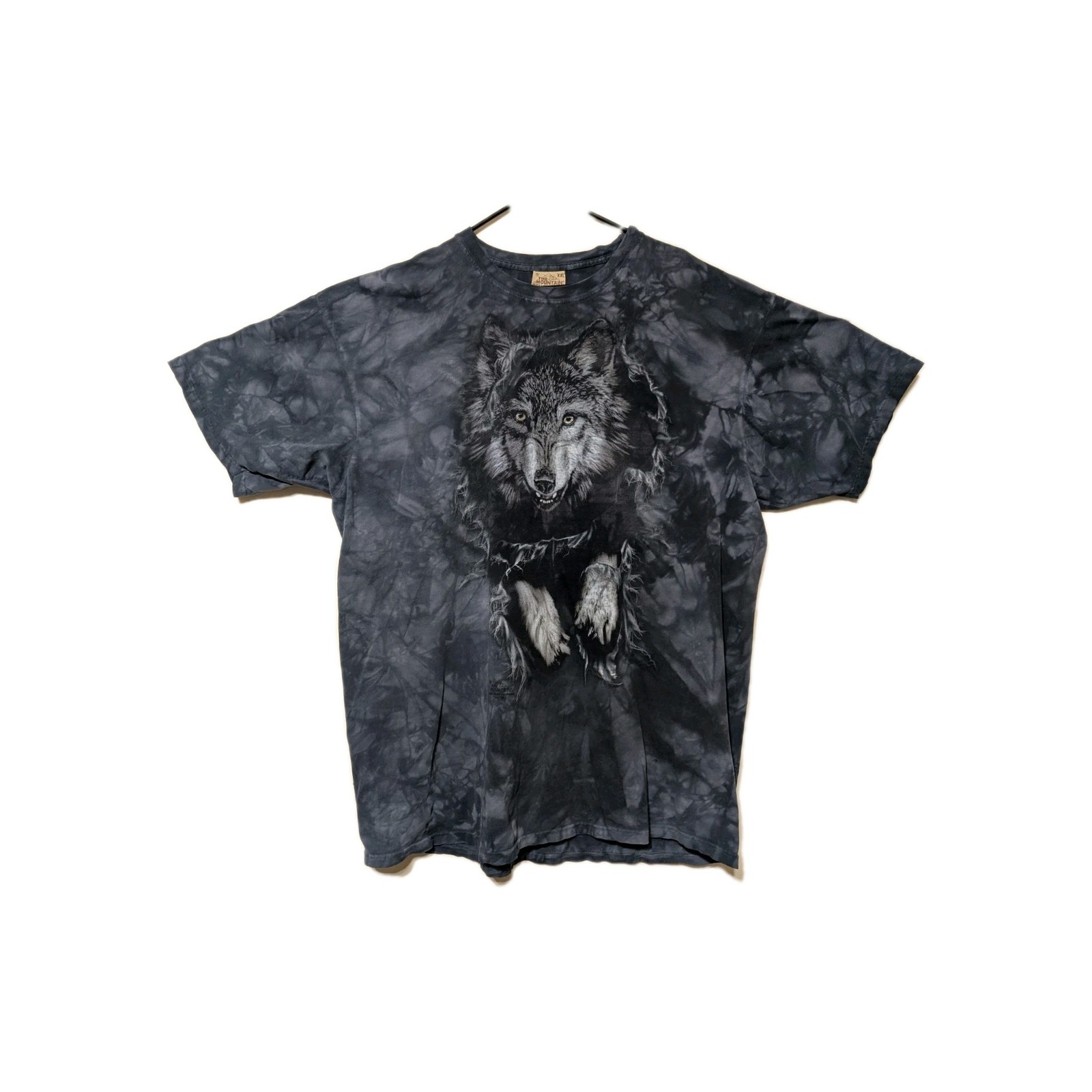The Mountain Mens T-shirt Vintage Gray Breakthrough Wolf Leather Tag 2XL #6499 gallery