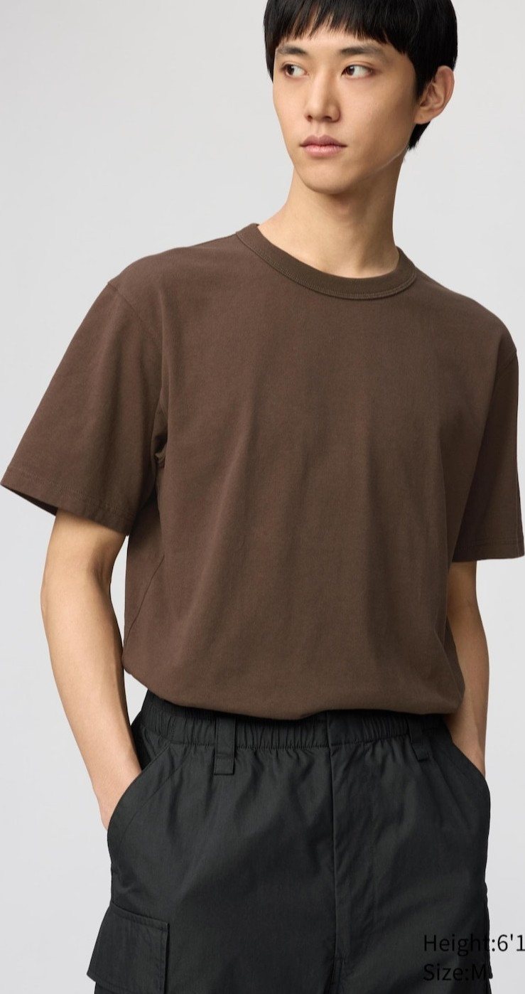 Uniqlo U Men's Brown Cotton Crew Neck Short Sleeve T-Shirt Size M gallery