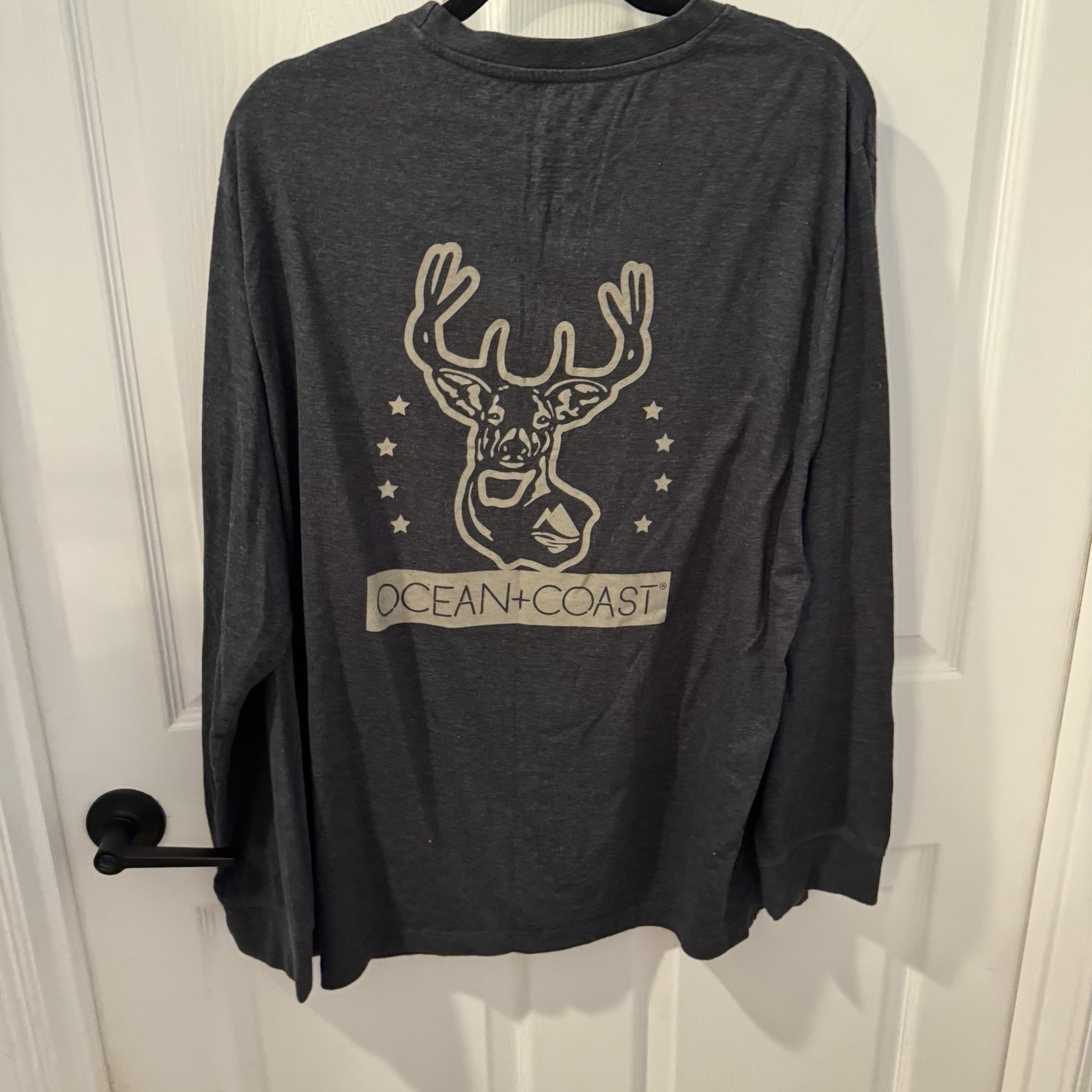 OCEAN & COAST Real Tree Long Sleeve Mens T - Shirt Sz XL Gray Trophy Buck Deer gallery