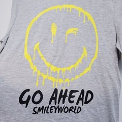 Smiley World Shirt Men Medium Grey Go Ahead Smile Graphic Tee