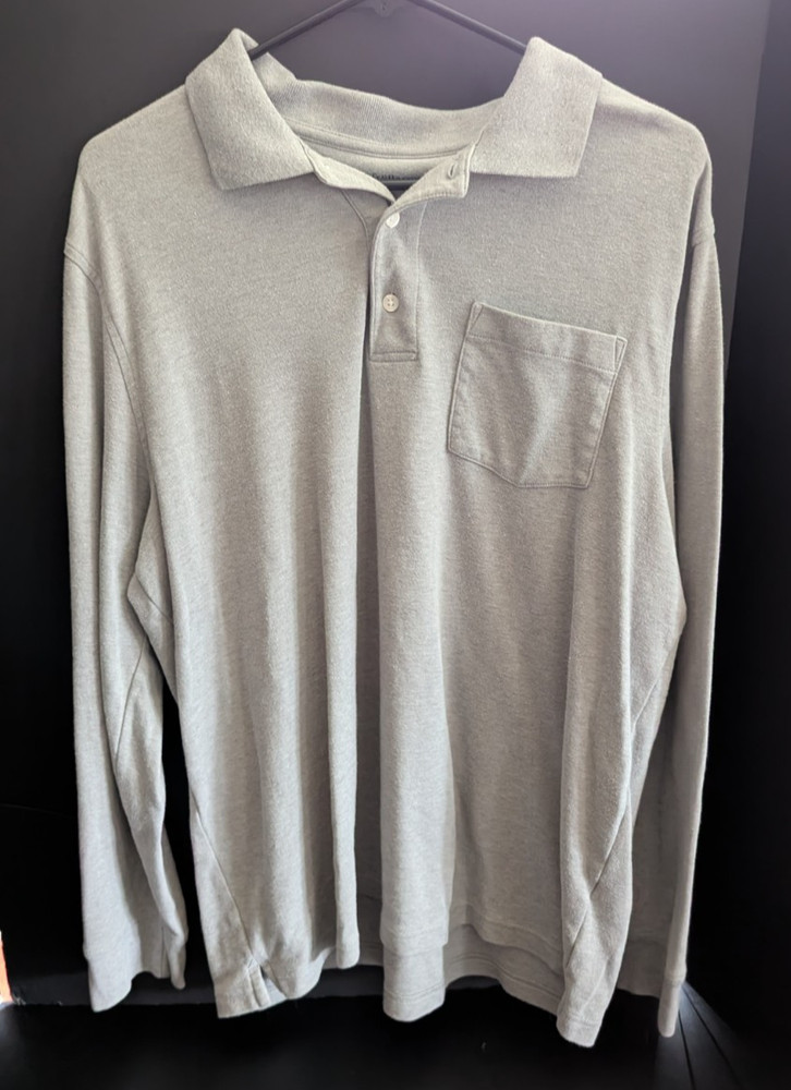 Croft & Barrow Easy Care Men’s Gray Long Sleeve Polo with Pocket Size Large