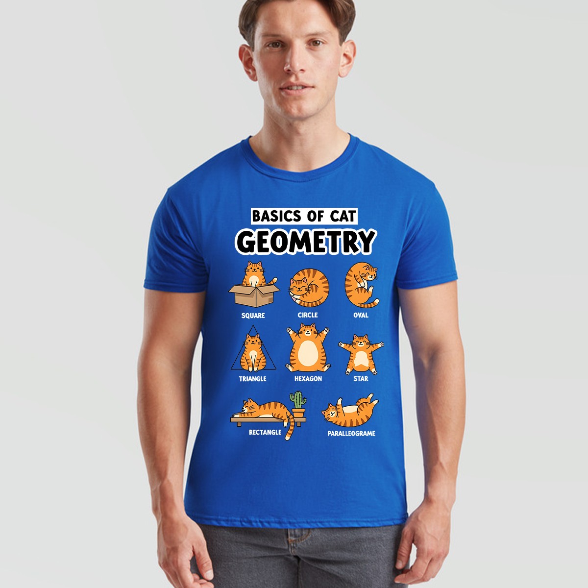 Cat Geometry Graphic Print Animal Meme Mens Womens Shirt Unisex Tee gallery