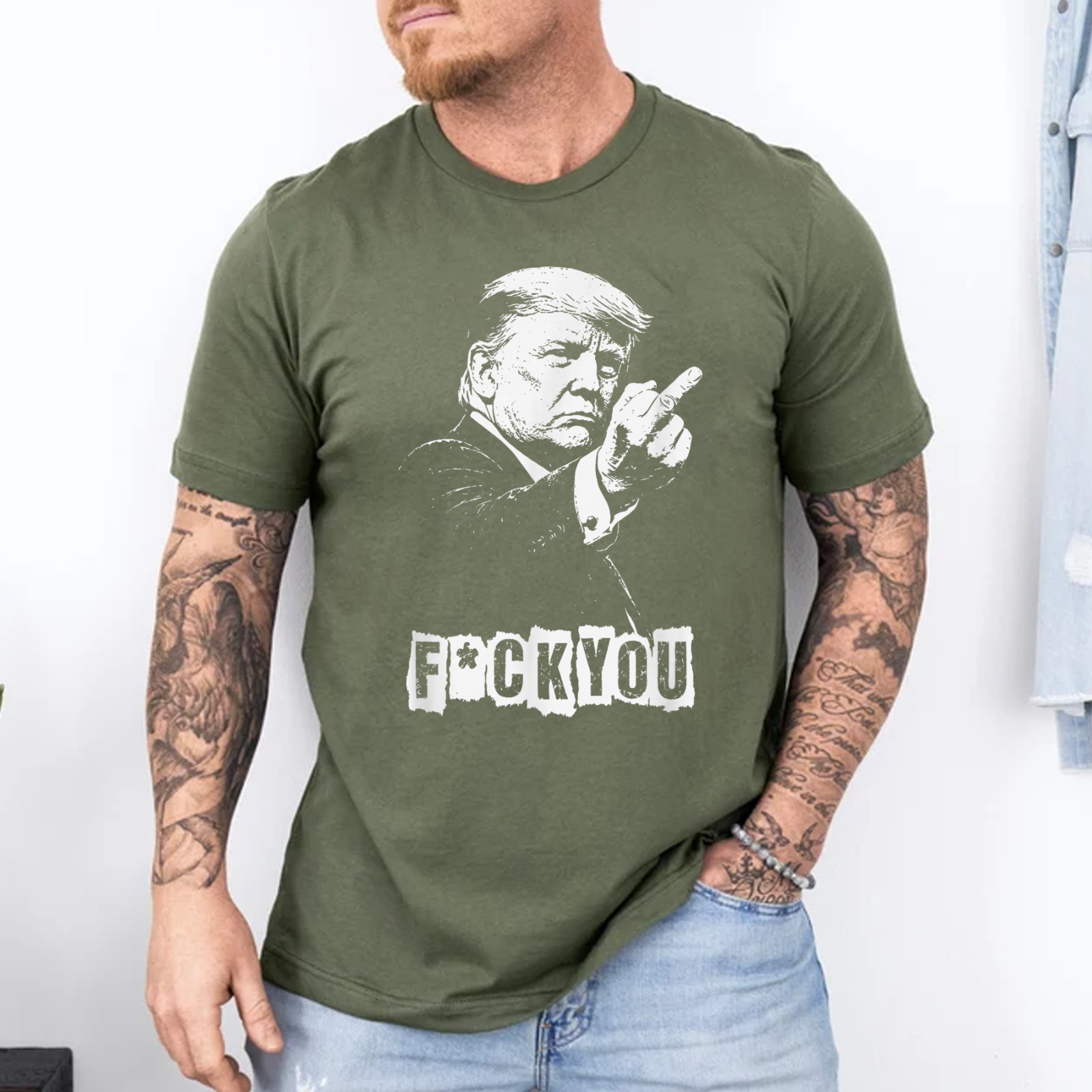 Trump Middle Finger 2026 Meme Funny Trump Flipping The Birds Unisex T-Shirt gallery