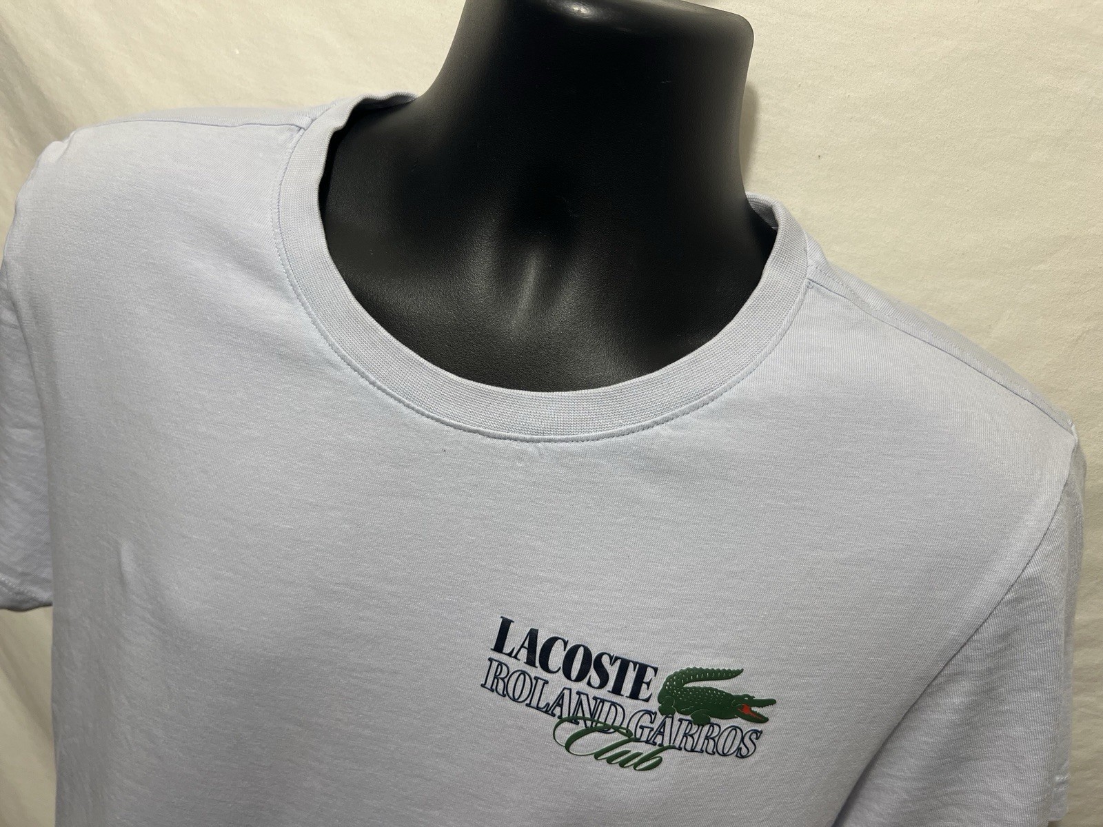 LACOSTE ROLAND GARROS Clube Crew Neck T-Shirt Relax Fit 4 Sz Medium S/S Blue D2