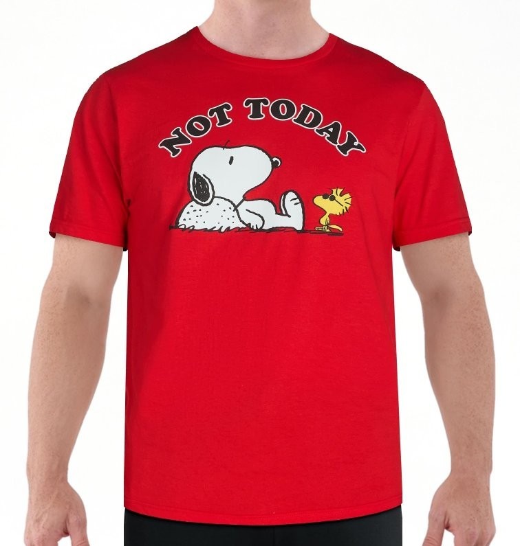 Men's Women's 3X 54-56 Peanuts Snoopy Woodstock T-Shirt "Not Today" Red New gallery