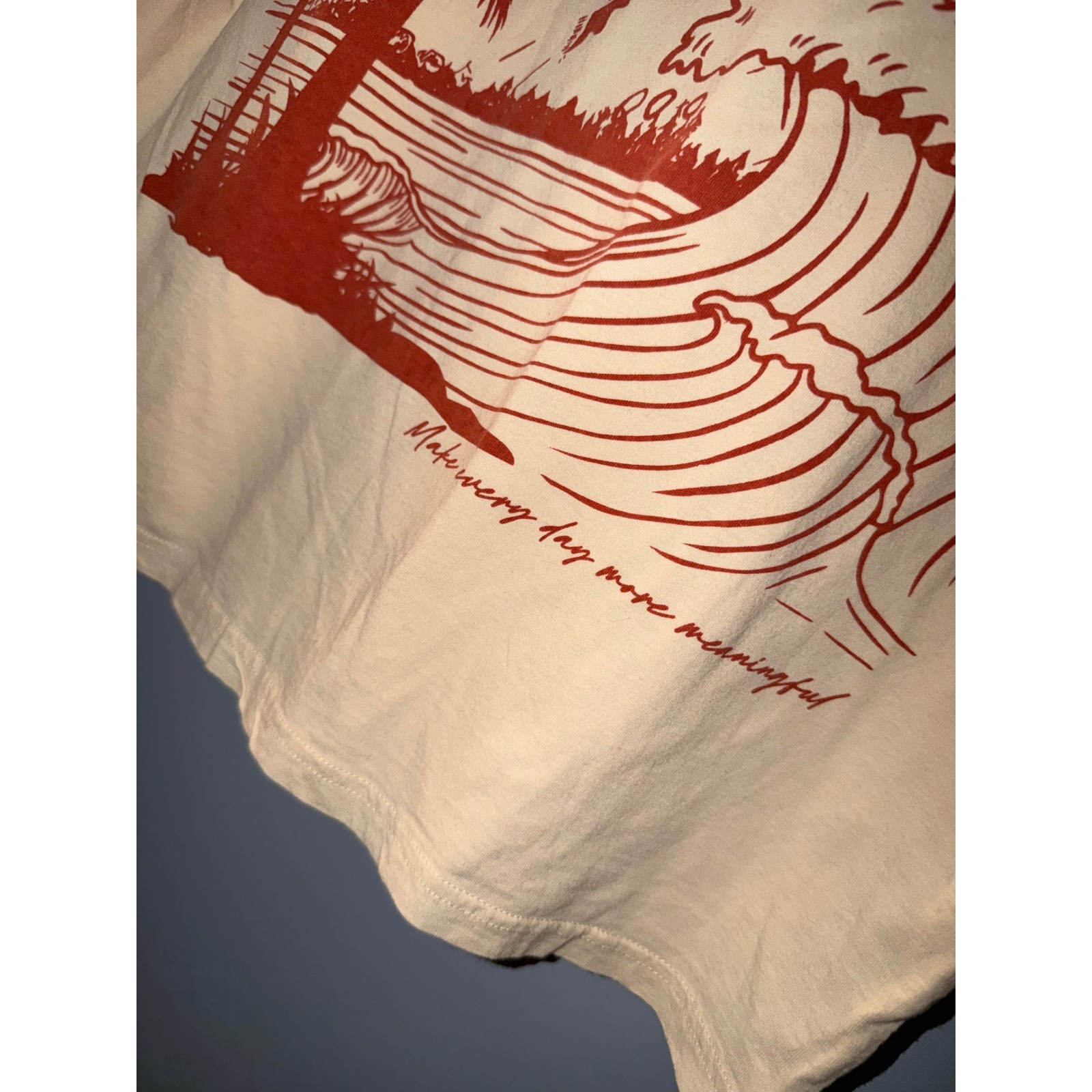 SHEIN Beach Summer Day Graphic Tee Cream Beige Short Sleeve Mens Medium M gallery