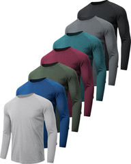 7 Pack Long Sleeve Shirts for Men UPF 50+ UV Sun Protection Quick Dry Moisture W