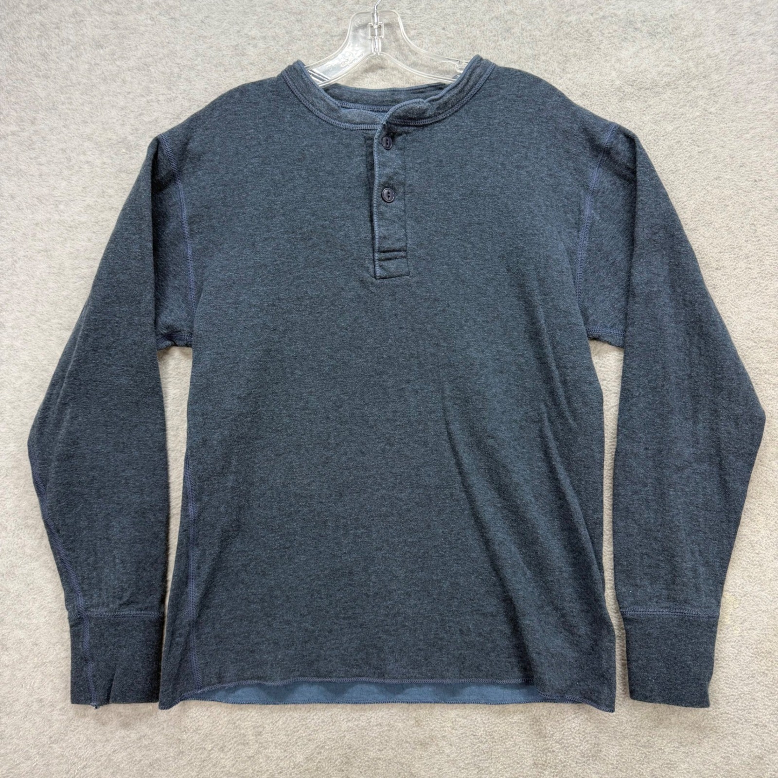LL Bean Henley Shirt Mens Medium Blue River Driver Wool Blend Base Layer Outdoor