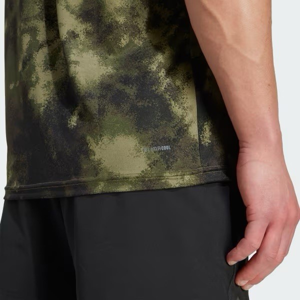 NEW Mens $35 ADIDAS Train Essentials All Over Print Tee JV7234 Olive Strata XXL gallery