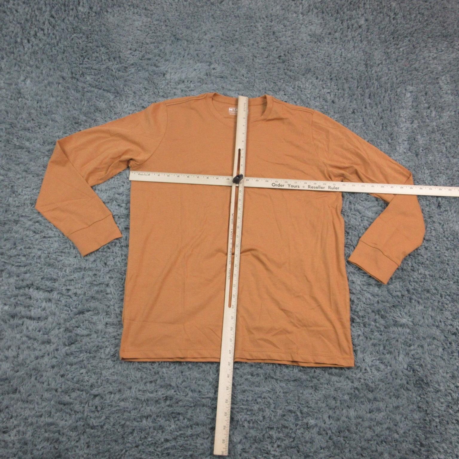 MTAILOR Shirt Mens Large Brown 100% Cotton Long Sleeve Crewneck Solid Tee NWOT gallery