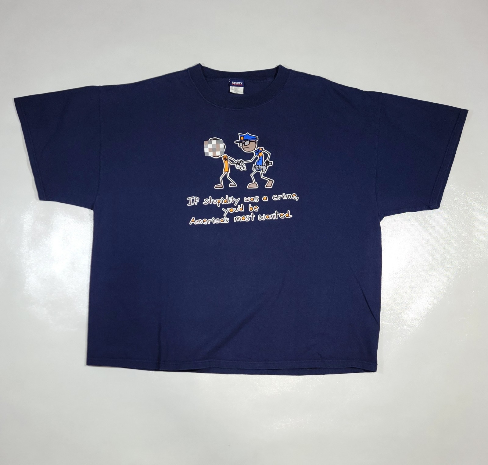 Most Men’s Navy Blue Criminal&Cop Stickman Graphic T-Shirt