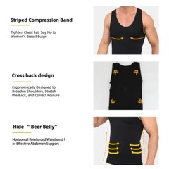 Men Compression Shirt Slimming Body Shaper Vest Waist Traner Cross Tummy Control