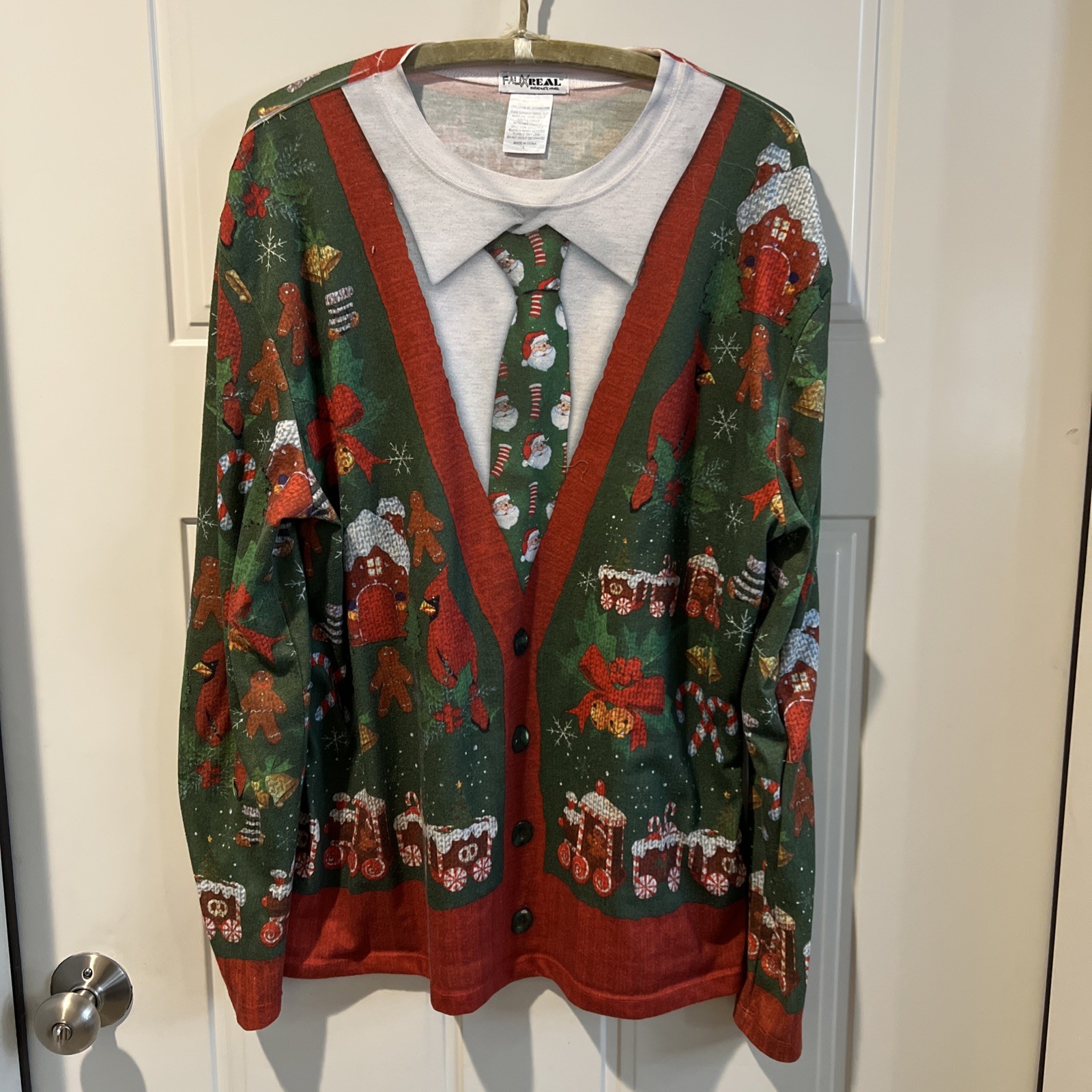 (#141) Holiday Illusion Men's Tee Santa Tie Faux Real Photolistic Apparel Large gallery